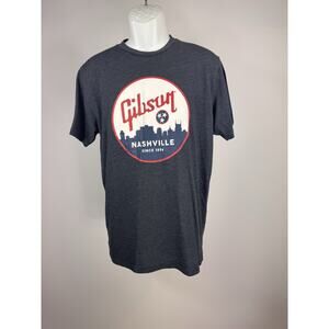 Gibson Shirt Men’s Medium Gray Nashville Guitar Unisex T-shirt Logo